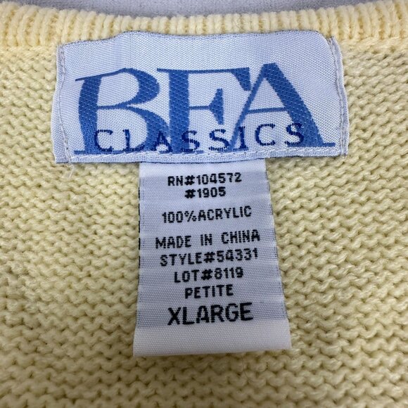 BFA Classics Womens Yellow Knit Sleeveless Cardigan Petite Size XL 100% Acrylic - Picture 3 of 4